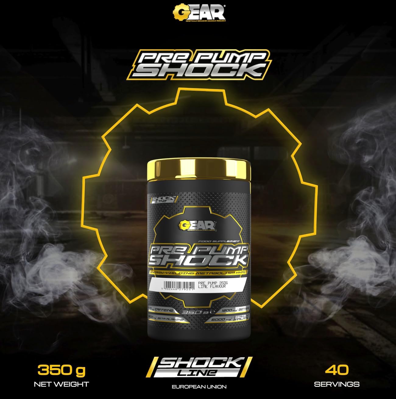 پودر پری‌ورک‌اوت GearNutrition مدل Gear Pre Pump Shock، 350 گرم، 40 سروینگ