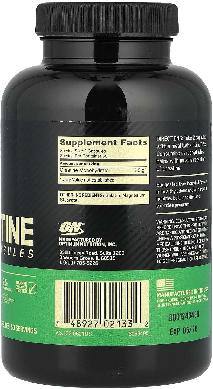 کپسول کراتین Optimum Nutrition Creatine 2500 – 100 کپسول