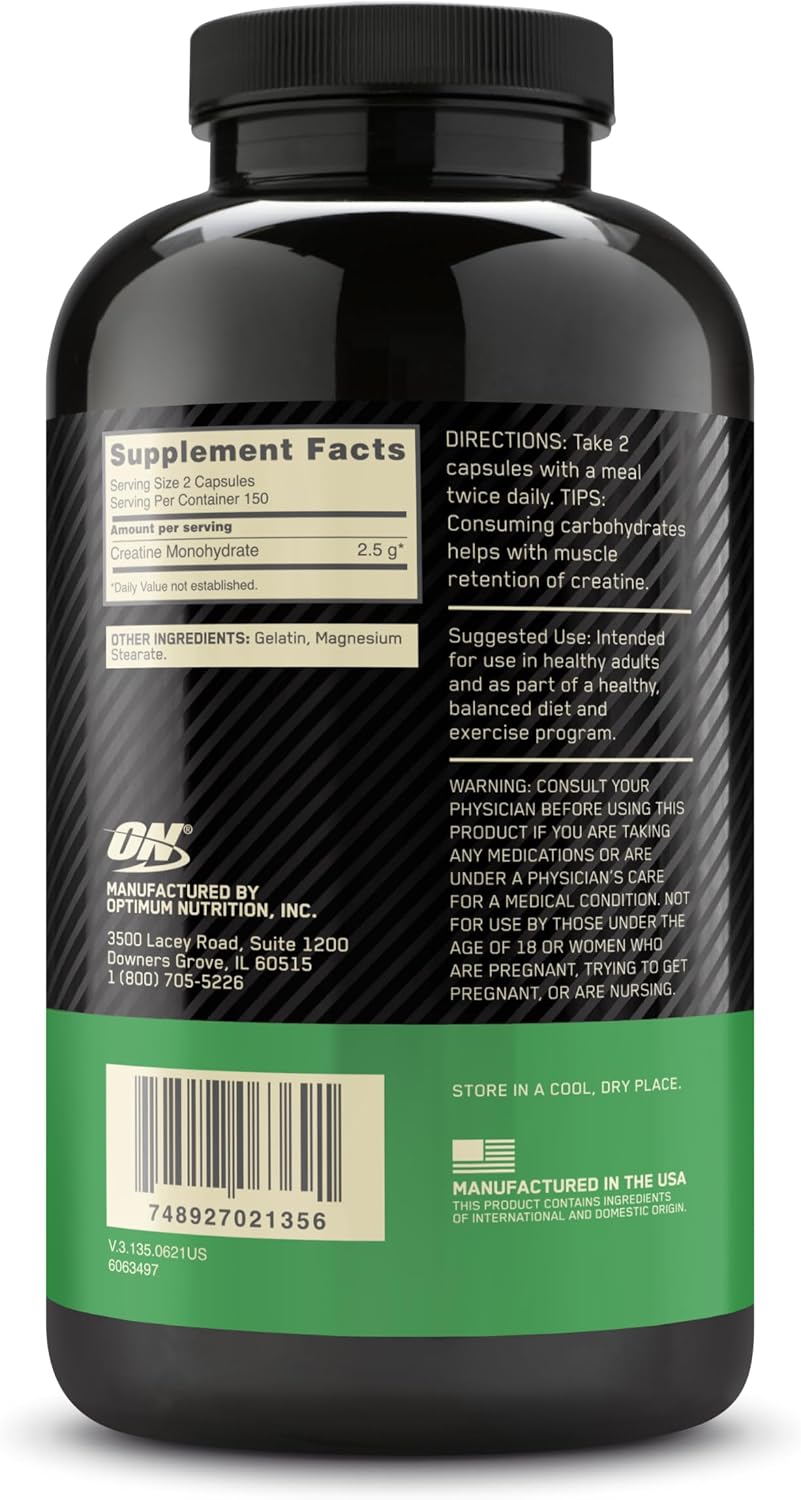 کپسول کراتین مونوهیدرات Optimum Nutrition – 300 کپسول، میکرونیزه
