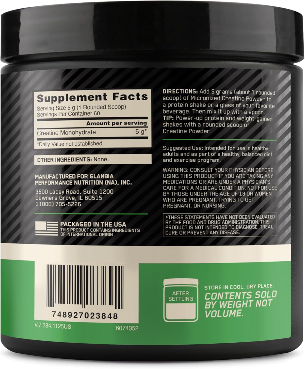 پودر کراتین مونوهیدرات Optimum Nutrition – 300 گرم، 60 وعده، بدون طعم