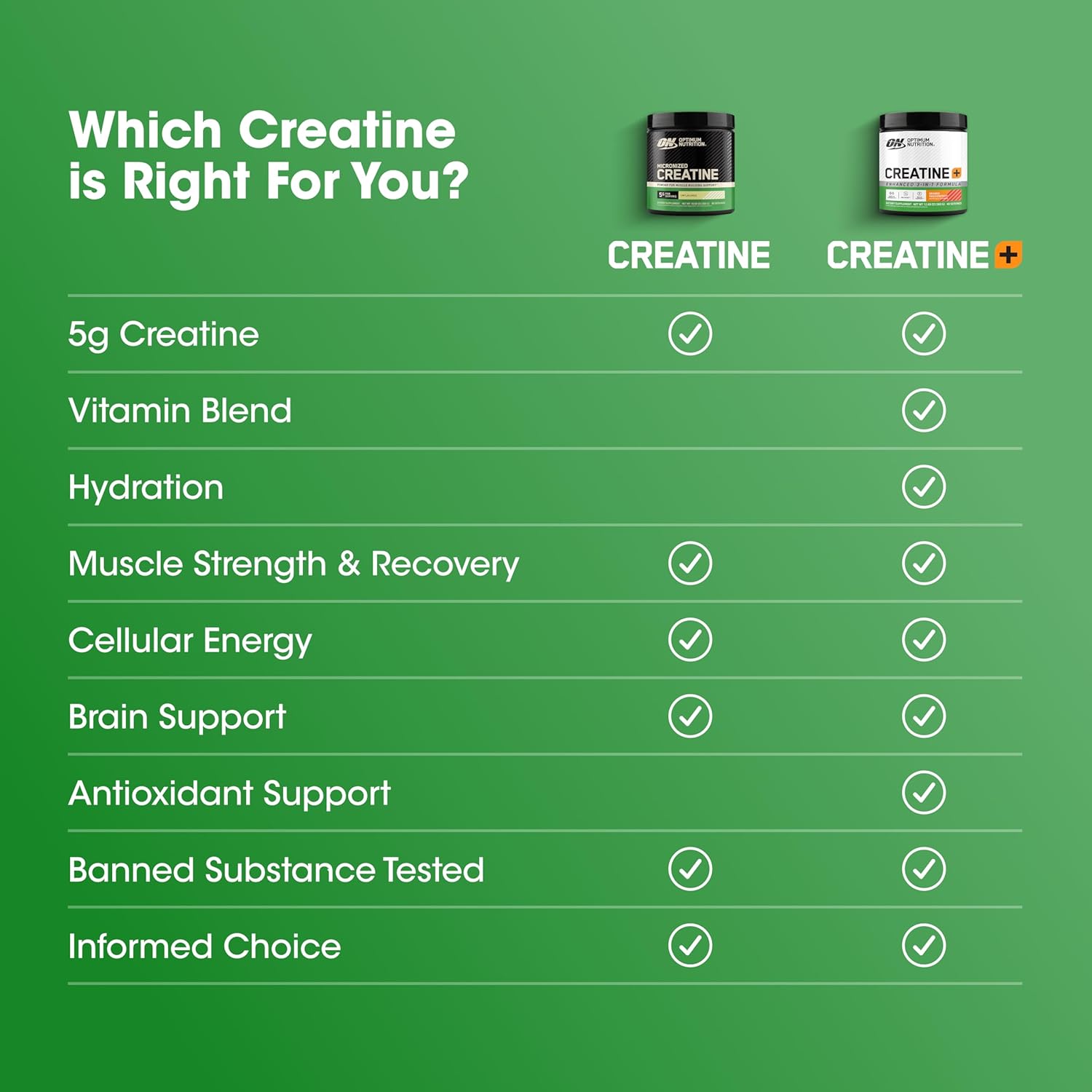 پودر کراتین مونوهیدرات Optimum Nutrition – 300 گرم، 60 وعده، بدون طعم