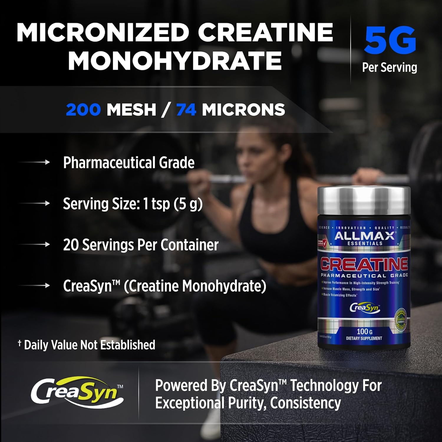 پودر کراتین مونوهیدرات ALLMAX – 100 گرم، میکرونیزه