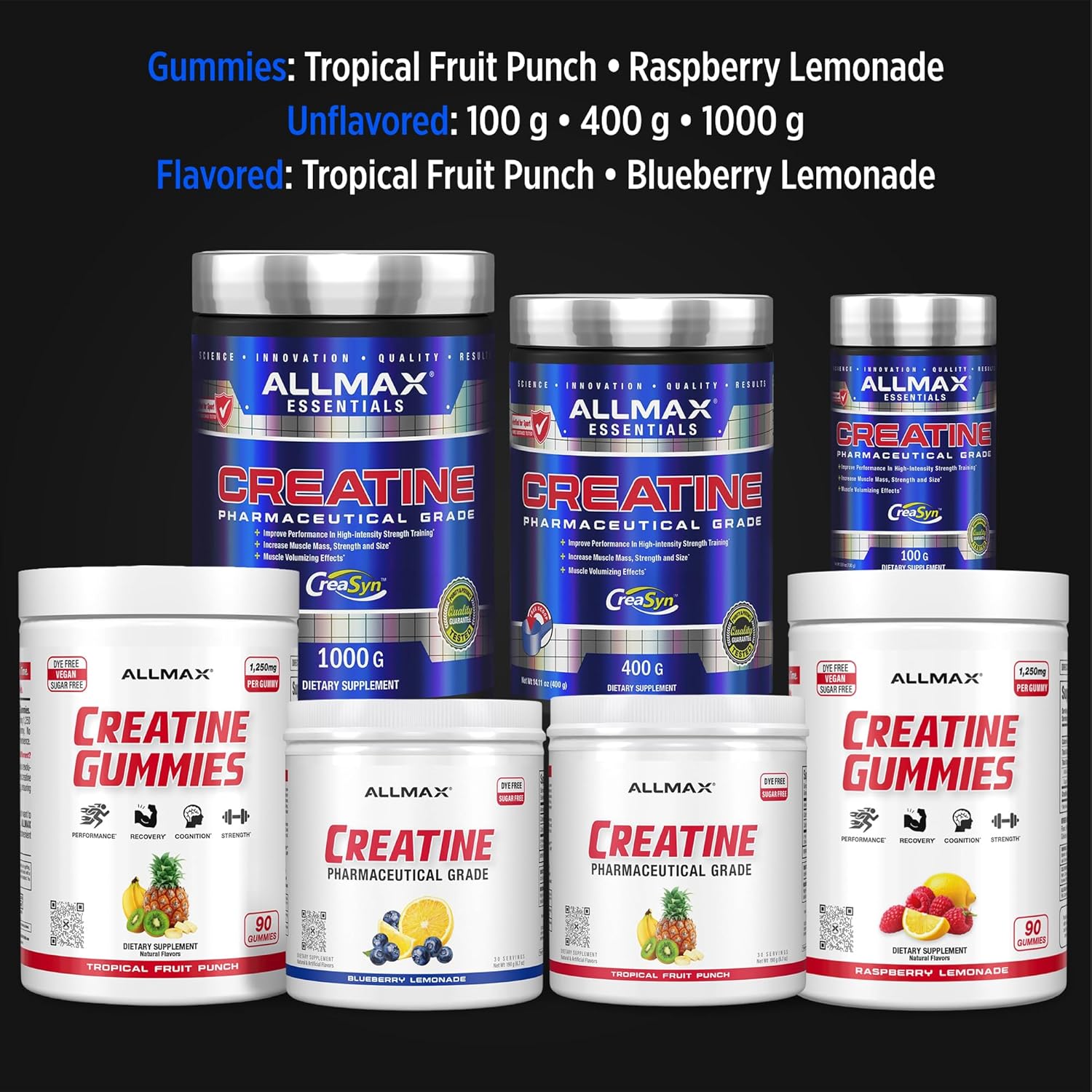 پودر کراتین مونوهیدرات ALLMAX – 400 گرم
