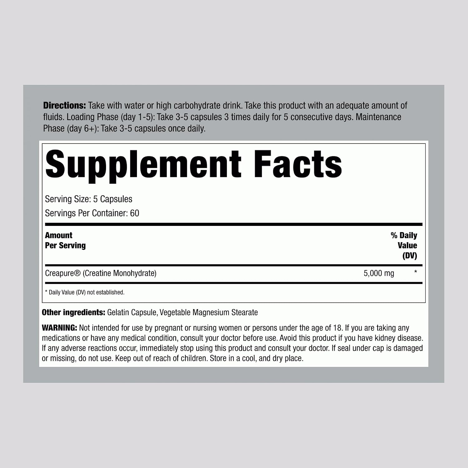 کپسول کراتین Fitness Labs Creapure – 300 کپسول، بدون گلوتن