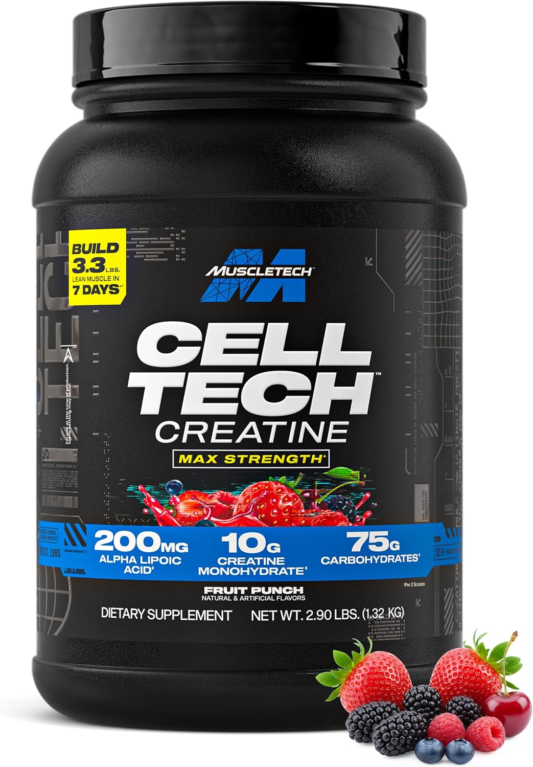 پودر کراتین Muscletech – 3 پوند، طعم فروت پانچ