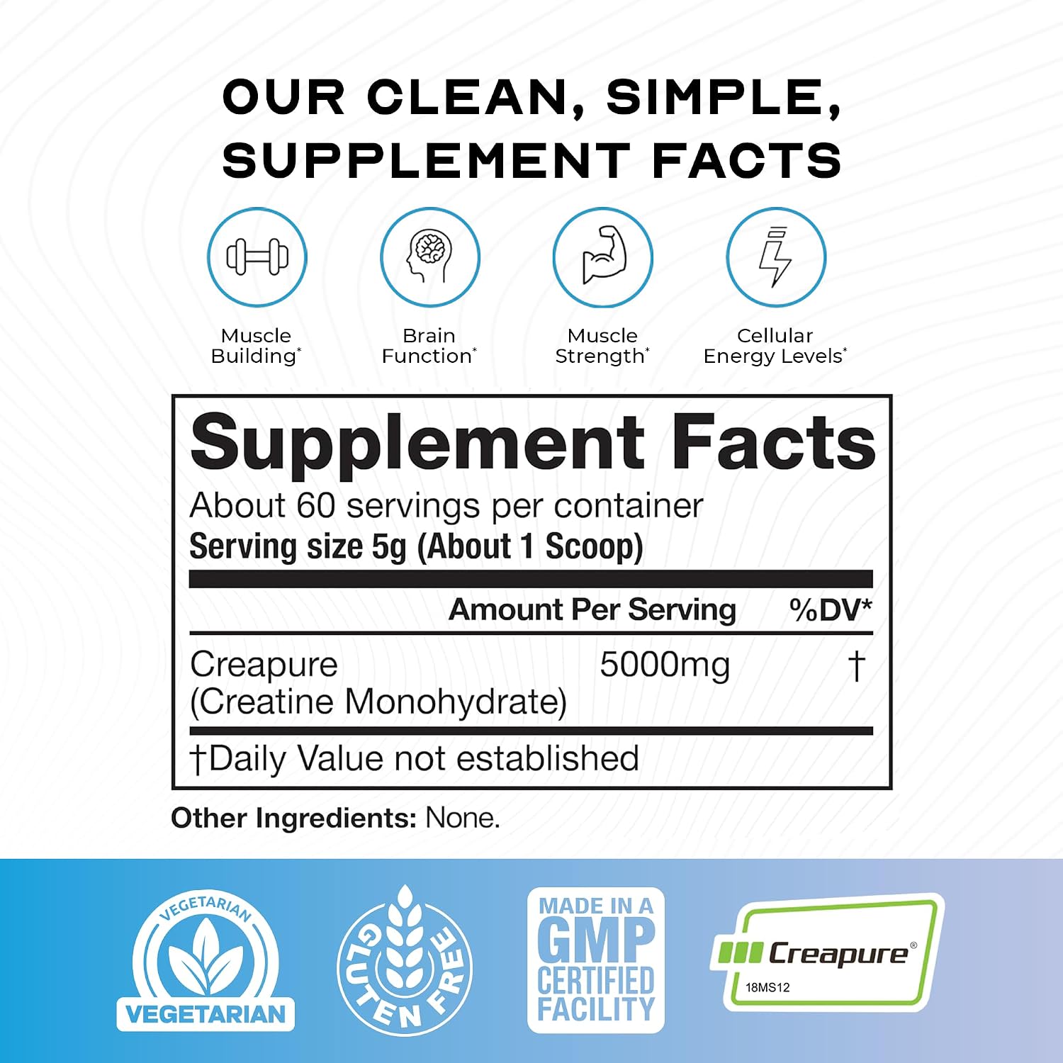پودر گینر Muscle Feast Creapure – 300 گرم، بدون طعم، وگان