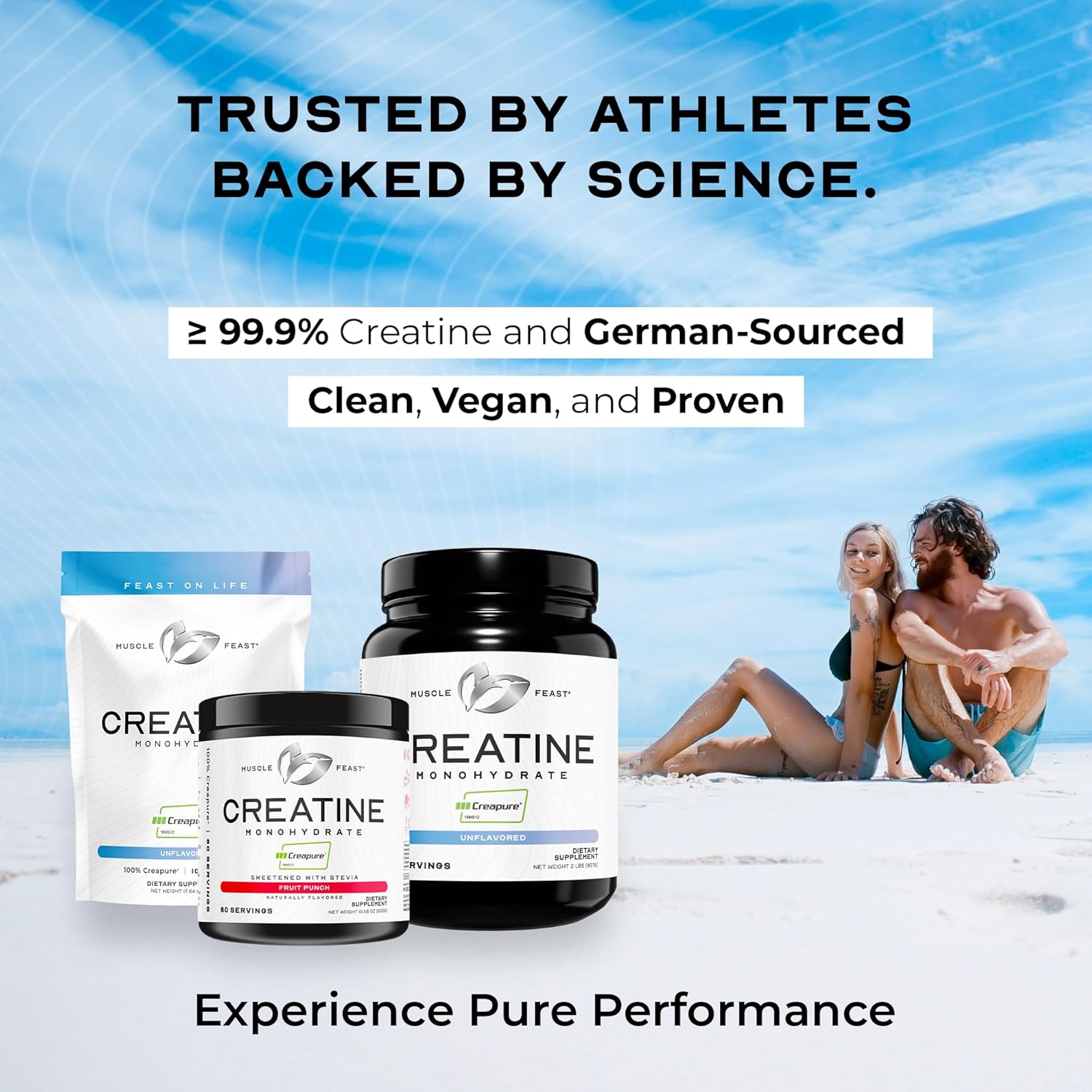 پودر گینر Muscle Feast Creapure – 300 گرم، بدون طعم، وگان