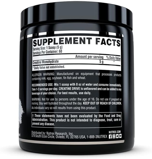پودر کراتین Nutrex Research – 300 گرم، میکرونیزه