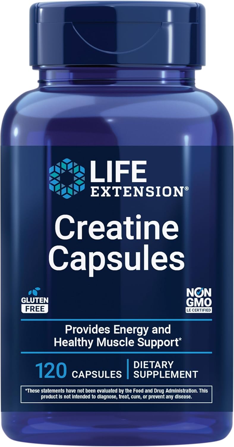 کپسول کراتین مونوهیدرات Life Extension – 120 کپسول، بدون گلوتن