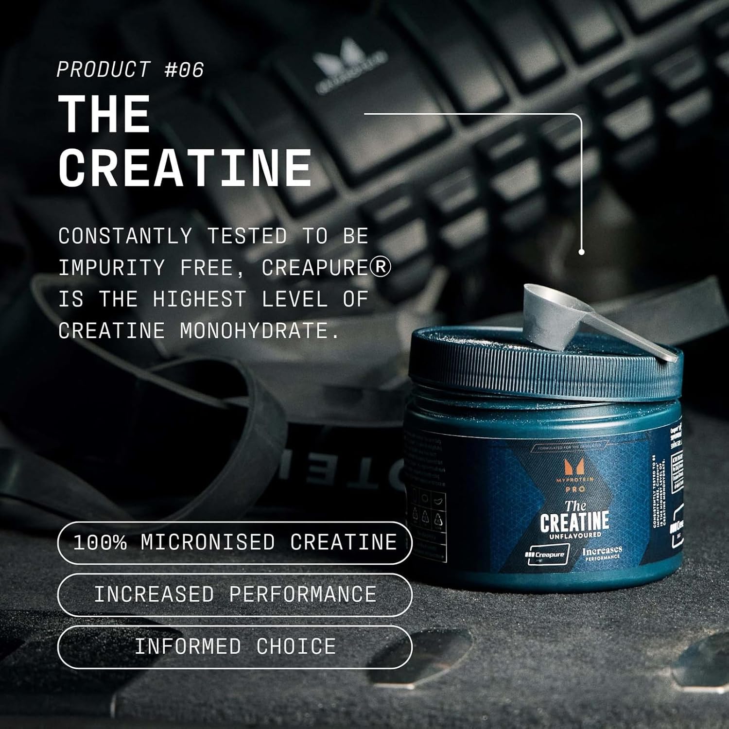 پودر کراتین مونوهیدرات MyProtein Creapure – 500 گرم، 166 وعده، بدون طعم