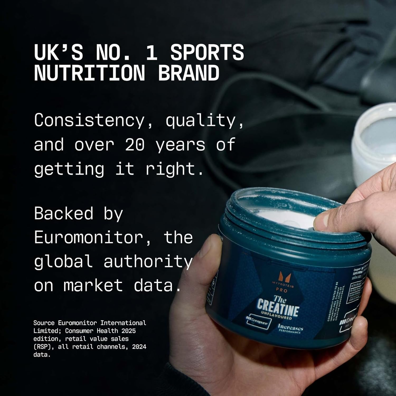 پودر کراتین مونوهیدرات MyProtein Creapure – 500 گرم، 166 وعده، بدون طعم
