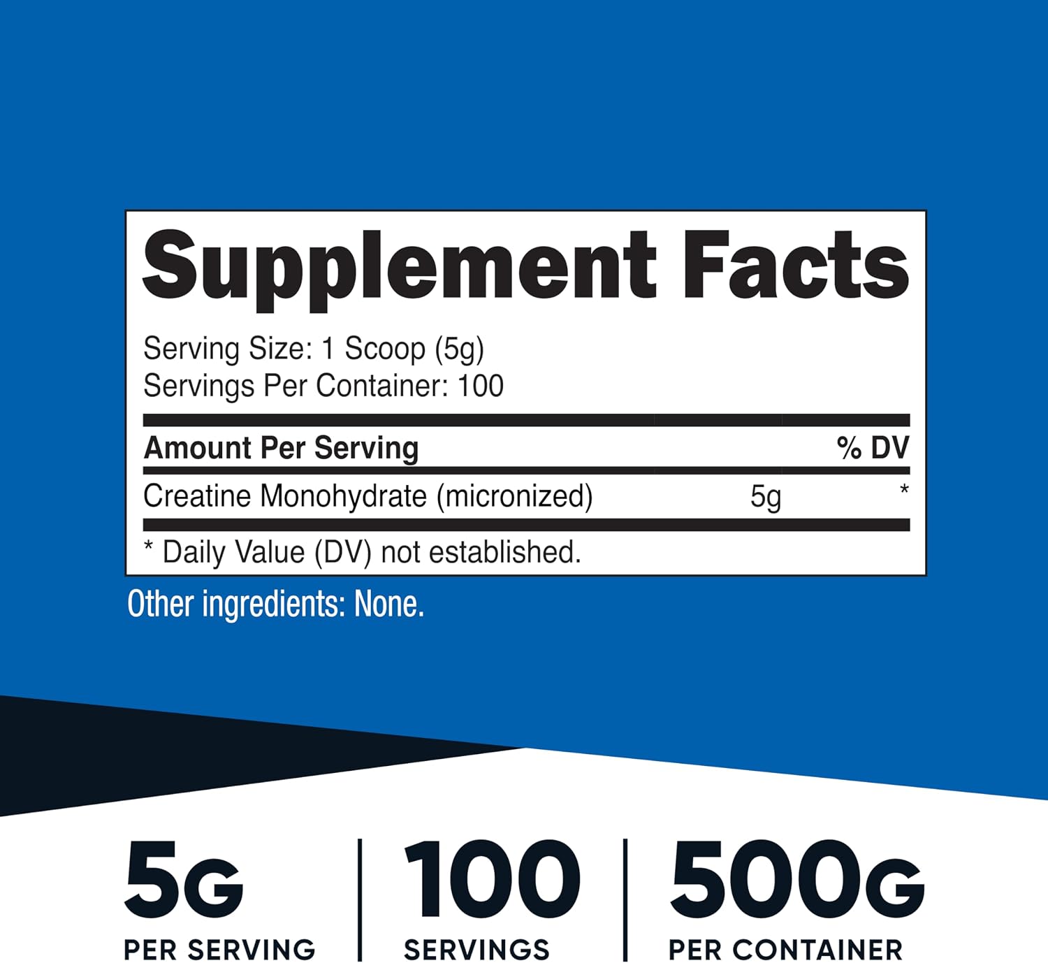 پودر کراتین مونوهیدرات Nutricost – 5 گرم، 100 وعده، میکرونیزه