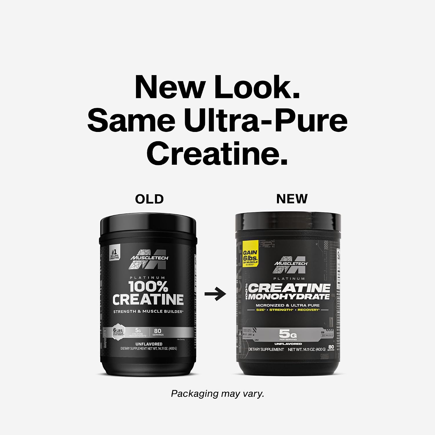 پودر کراتین مونوهیدرات Muscletech Platinum – 400 گرم، 80 وعده، بدون طعم