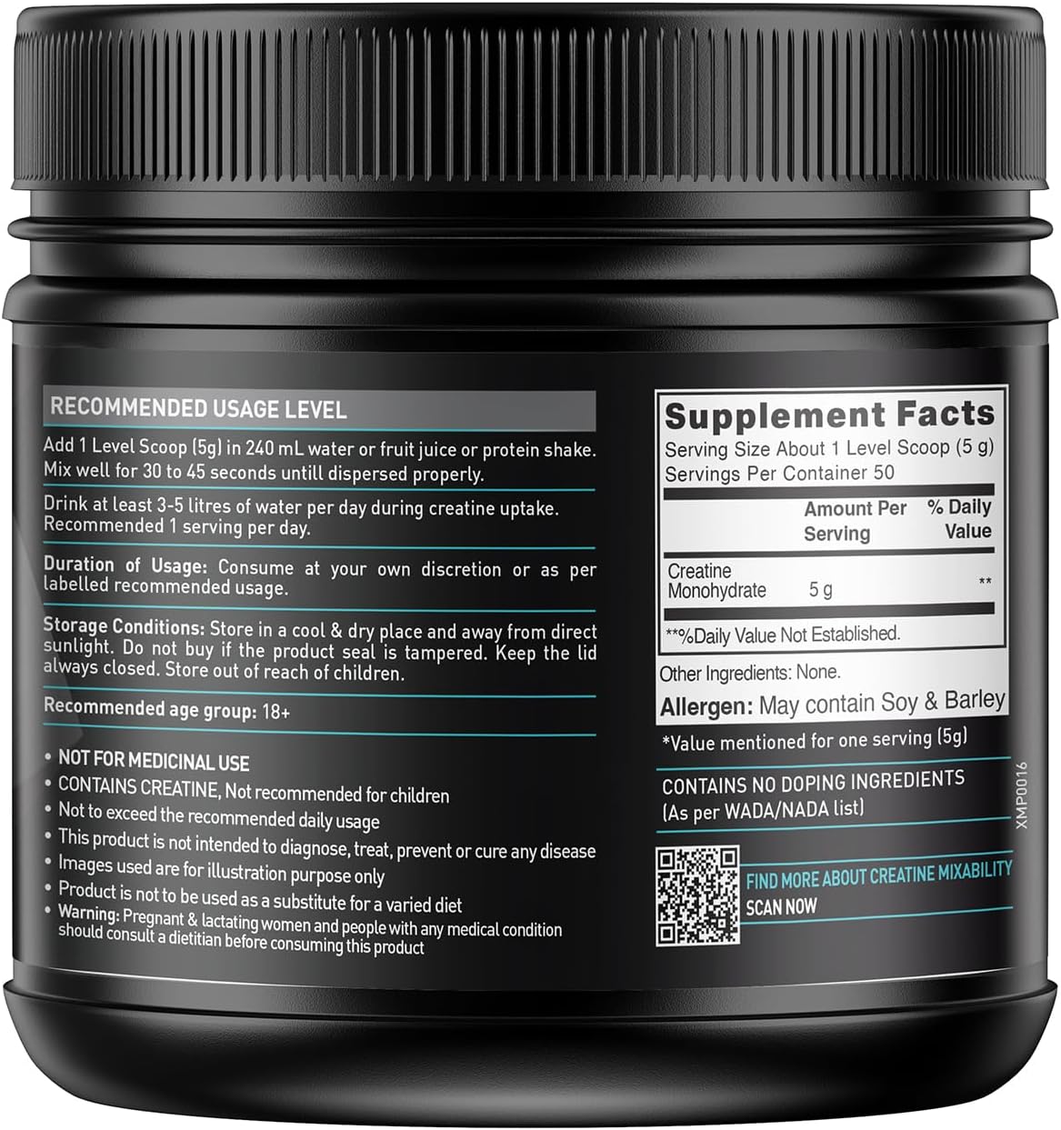 پودر کراتین مونوهیدرات MuscleBlaze – 250 گرم، 50 وعده، بدون طعم