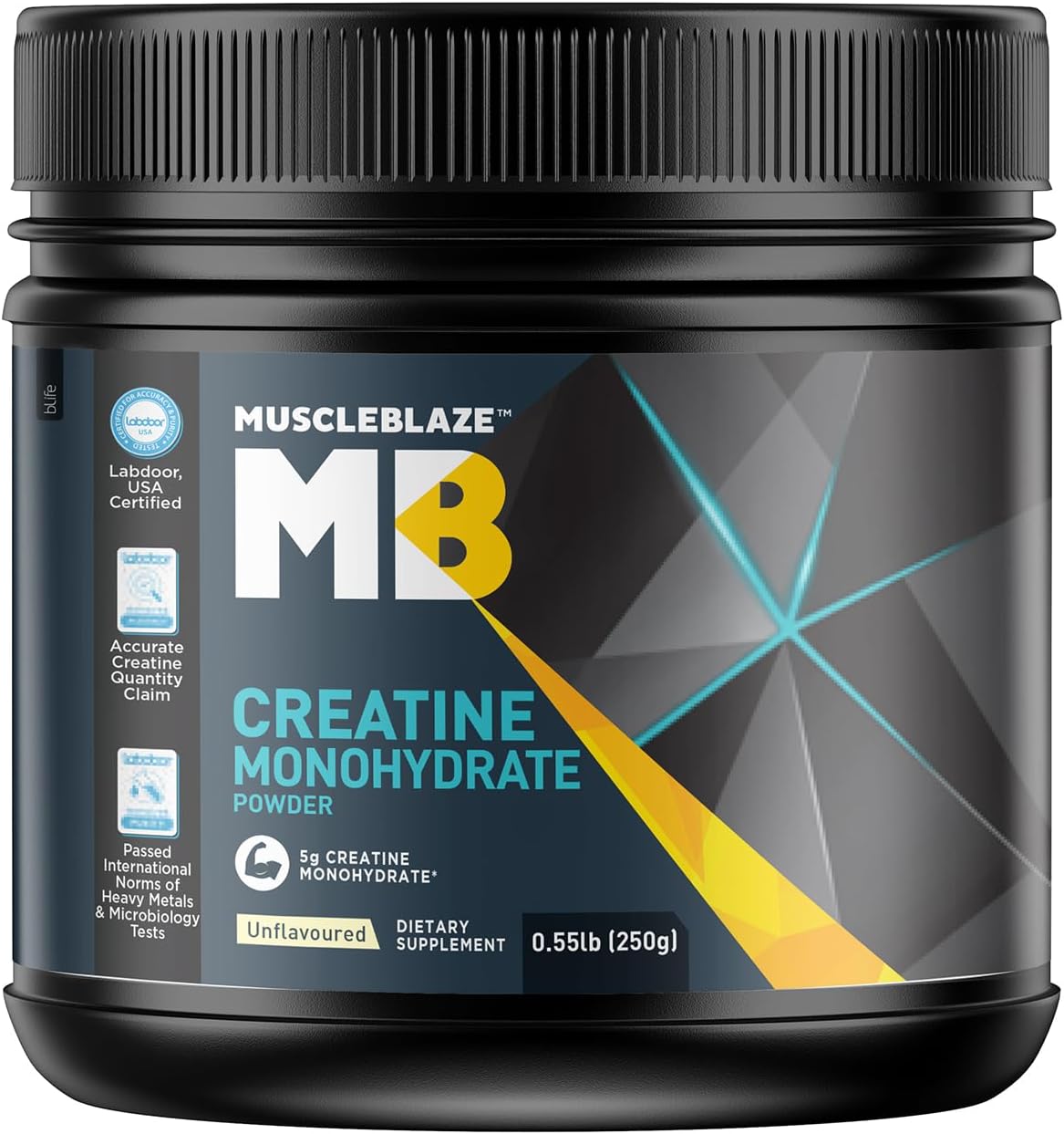 پودر کراتین مونوهیدرات MuscleBlaze – 250 گرم، 50 وعده، بدون طعم