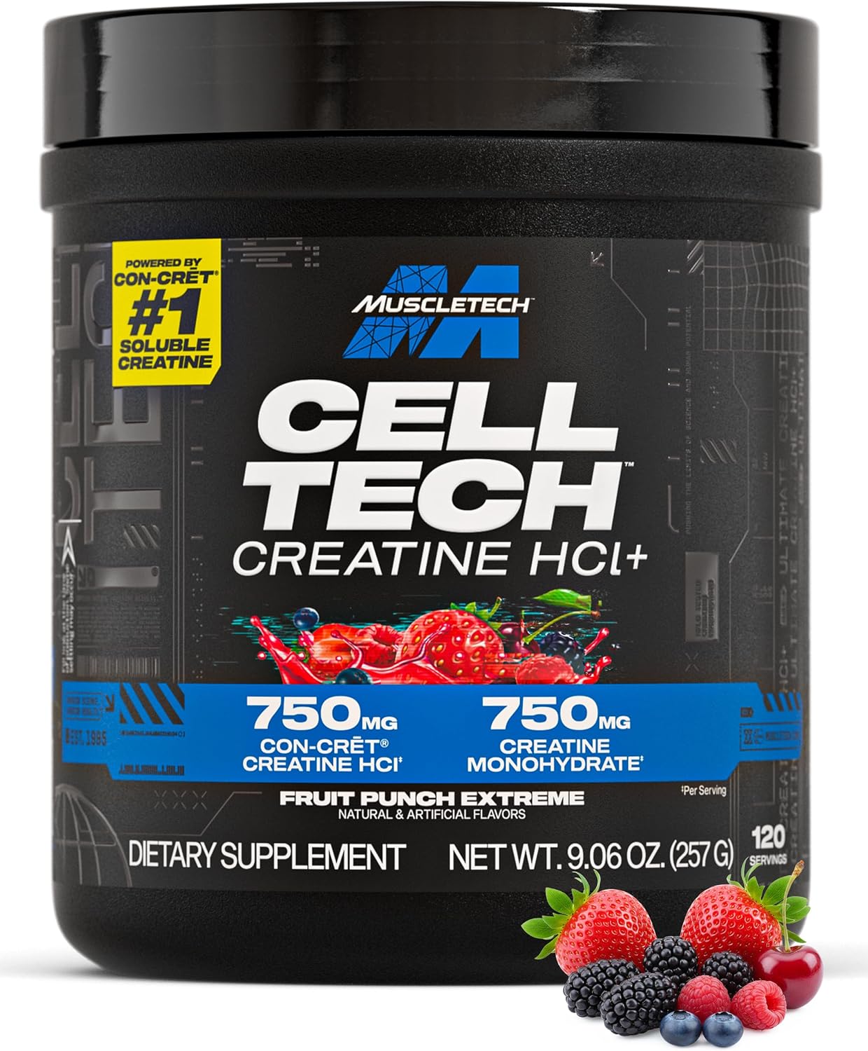 پودر کراتین HCL Muscletech Cell-Tech Creactor – 257 گرم، 120 وعده، طعم فروت پانچ