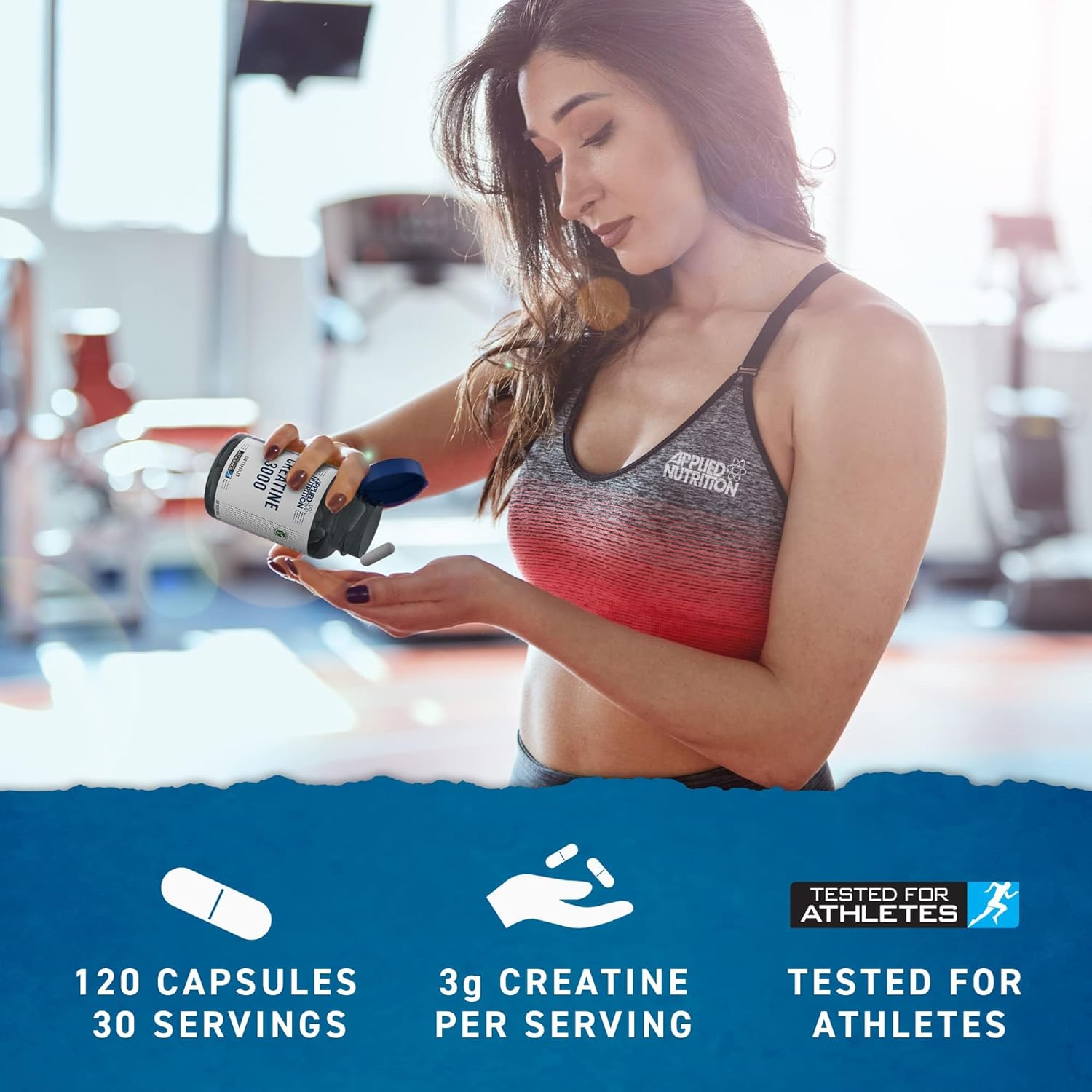 کپسول کراتین مونوهیدرات Applied Nutrition – 120 کپسول، میکرونیزه