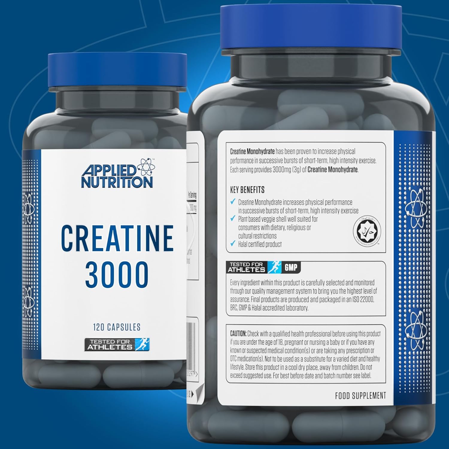 کپسول کراتین مونوهیدرات Applied Nutrition – 120 کپسول، میکرونیزه