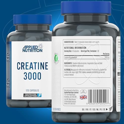 کپسول کراتین مونوهیدرات Applied Nutrition – 120 کپسول، میکرونیزه