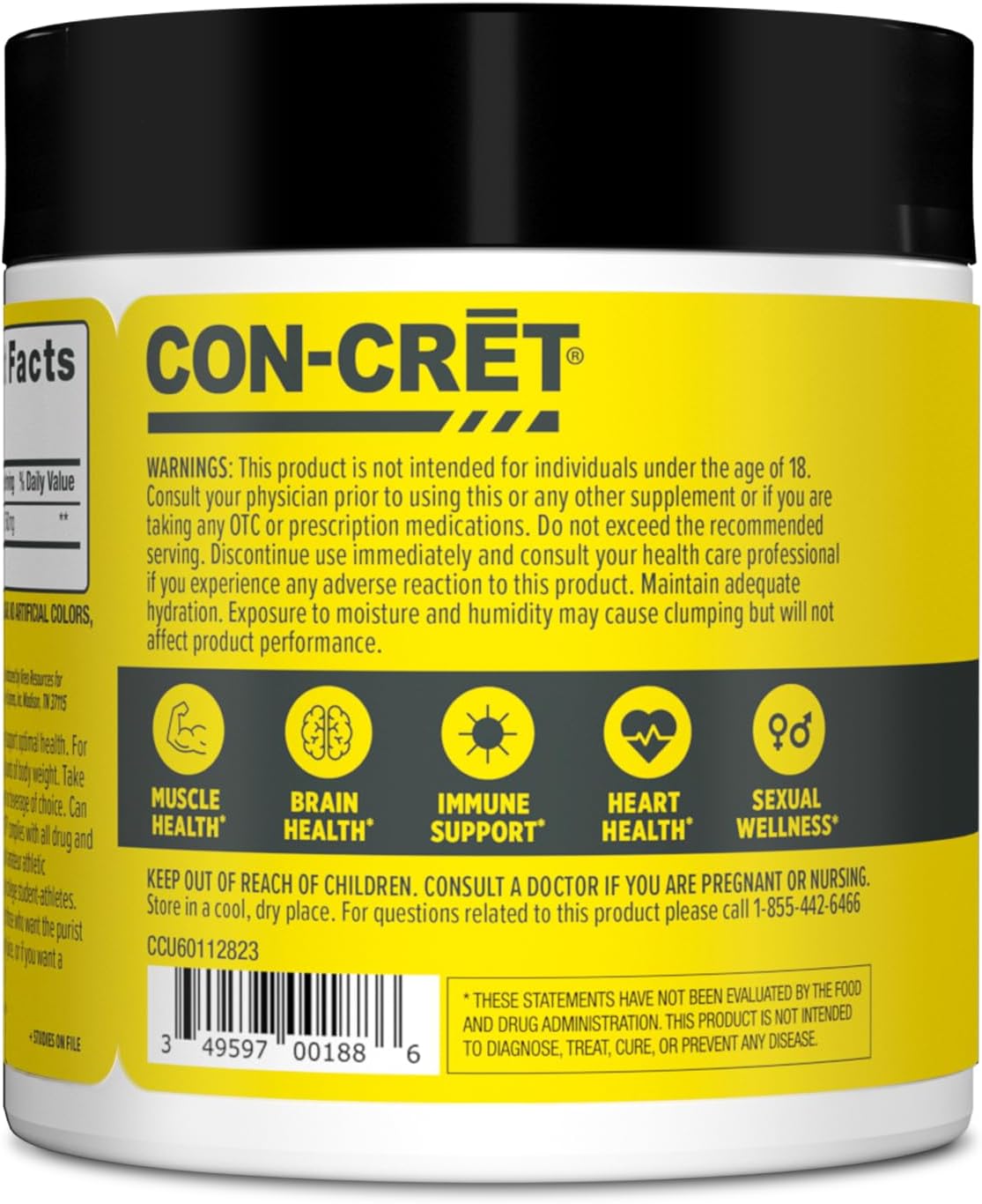 پودر کراتین HCL CON-CRET CON-CRET – 64 وعده، دارای گواهی NSF Sport
