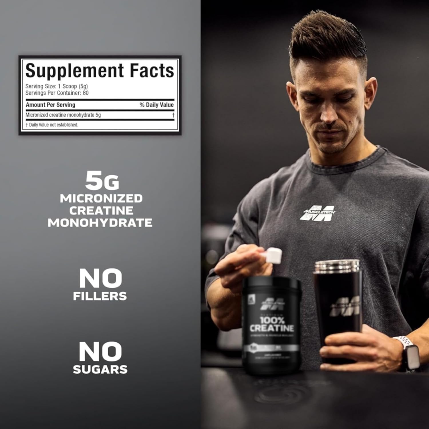 پودر کراتین مونوهیدرات Muscletech Platinum – 400 گرم، بدون طعم، میکرونیزه