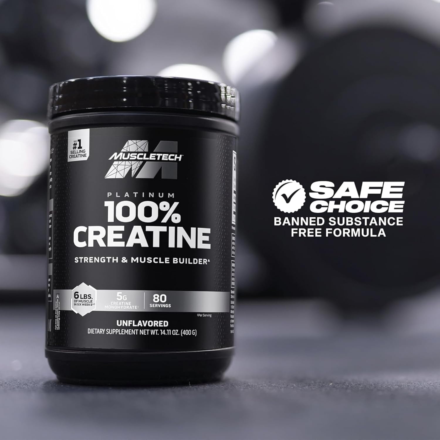 پودر کراتین مونوهیدرات Muscletech Platinum – 400 گرم، بدون طعم، میکرونیزه