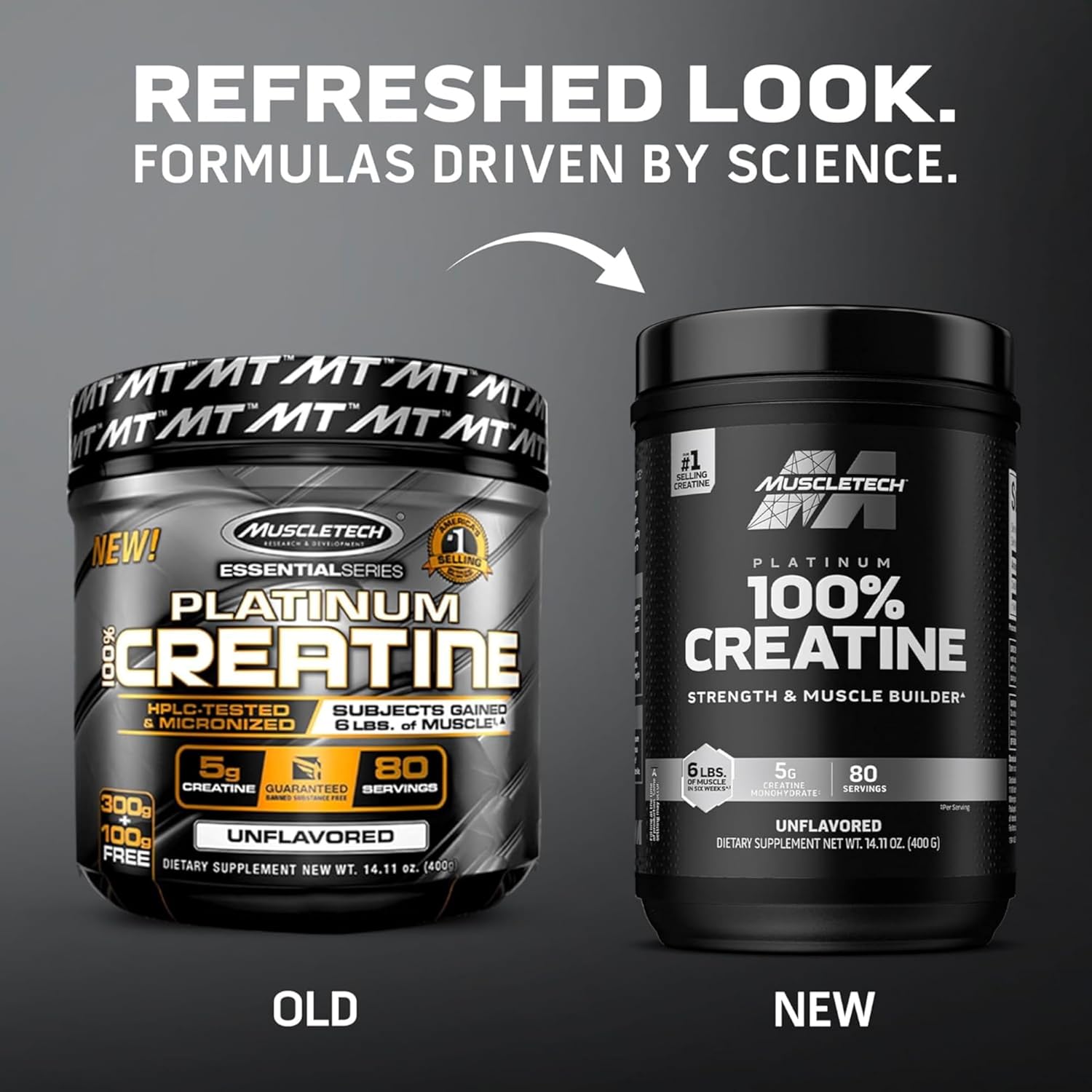 پودر کراتین مونوهیدرات Muscletech Platinum – 400 گرم، بدون طعم، میکرونیزه