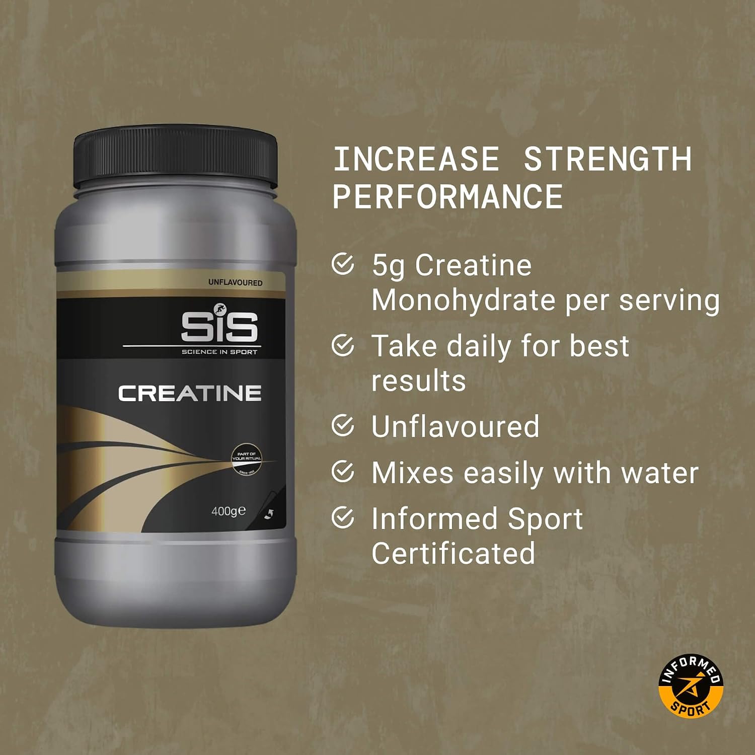 پودر کراتین مونوهیدرات Science in Sport – 400 گرم، 72 وعده، بدون طعم