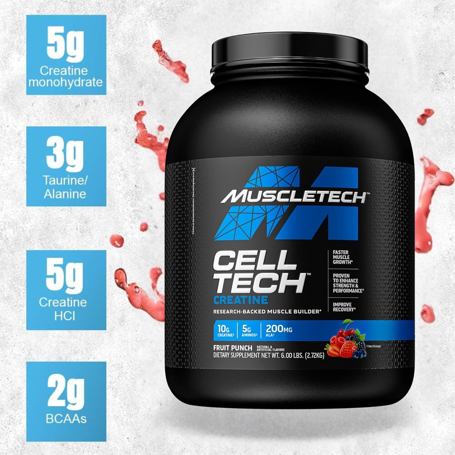 پودر کراتین Muscletech – 6 پوند، طعم فروت پانچ