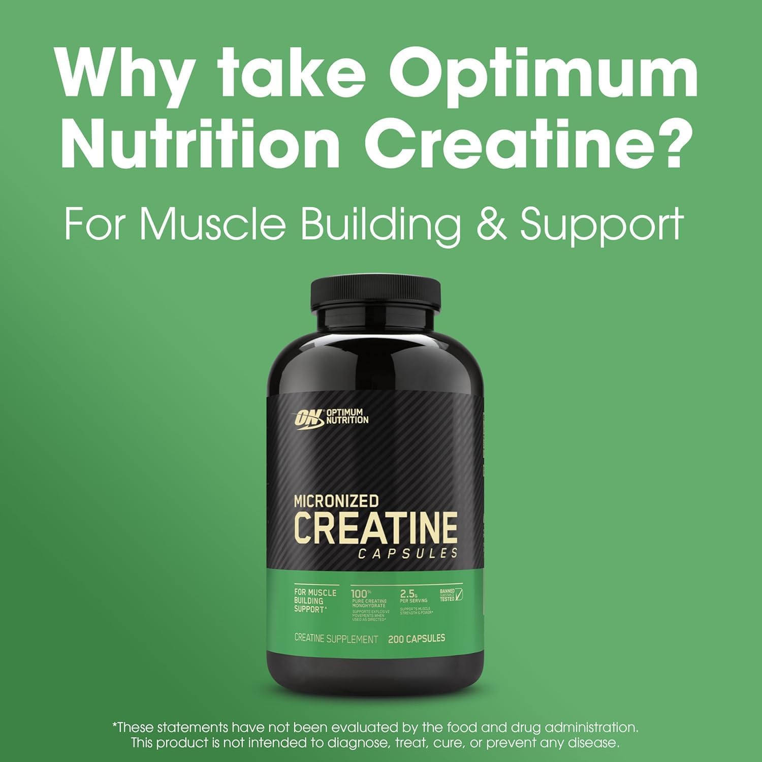 کپسول کراتین Optimum Nutrition Creatine 2500 – 2.5 گرم، 2500 کپسول