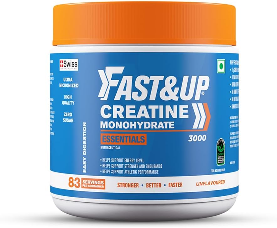 پودر کراتین مونوهیدرات FAST&UP – 83 وعده، بدون طعم، میکرونیزه