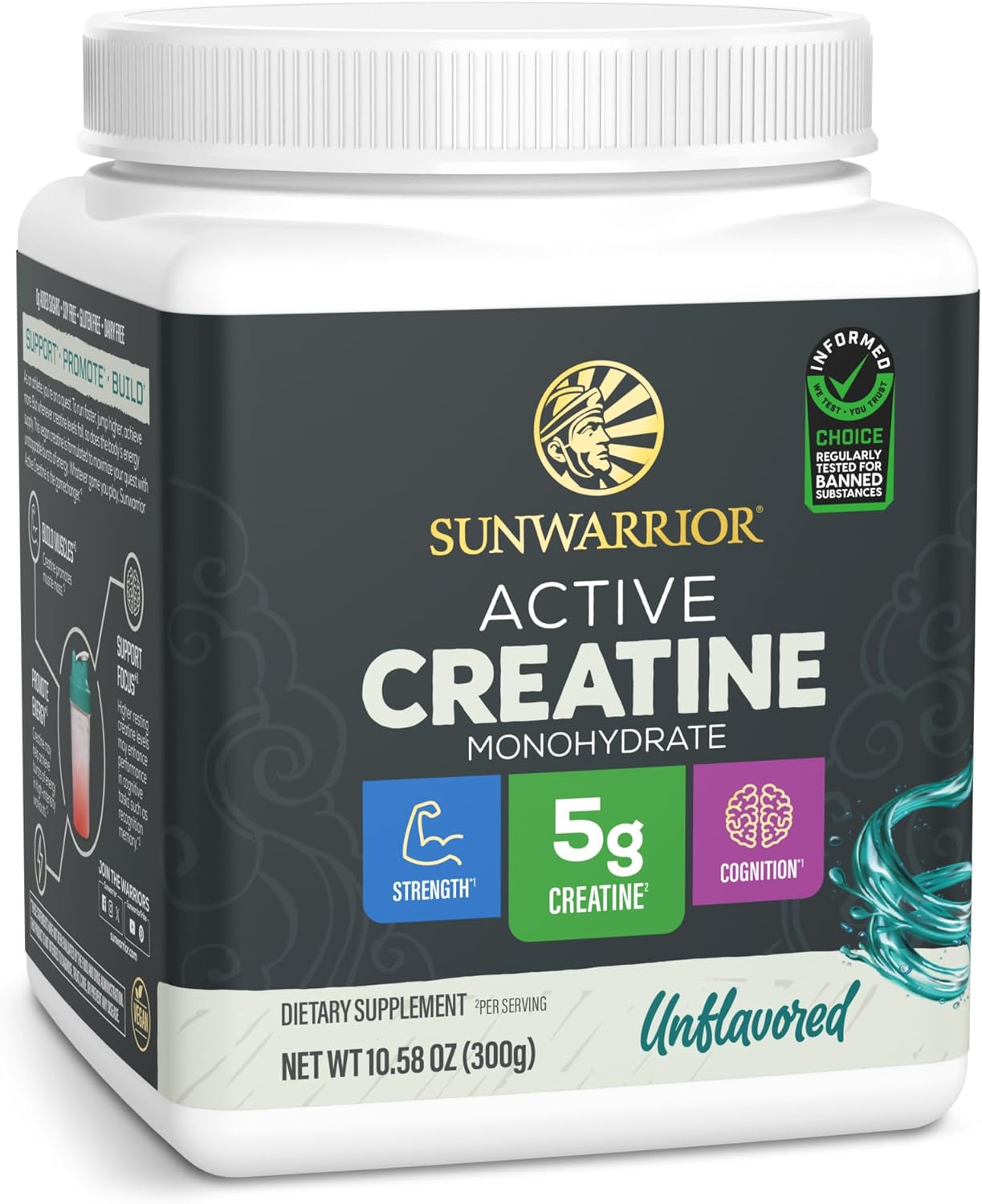 پودر کراتین مونوهیدرات Sunwarrior – 300 گرم، بدون طعم، وگان