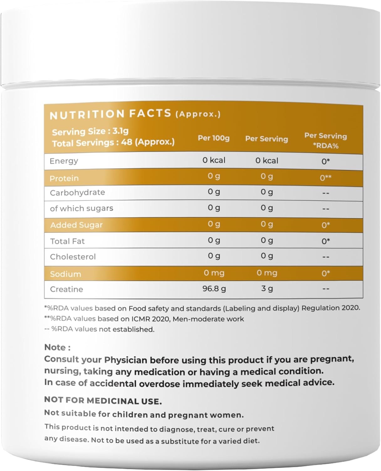 پودر کراتین مونوهیدرات NATURALTEIN Creapure – 150 گرم، بدون طعم، میکرونیزه