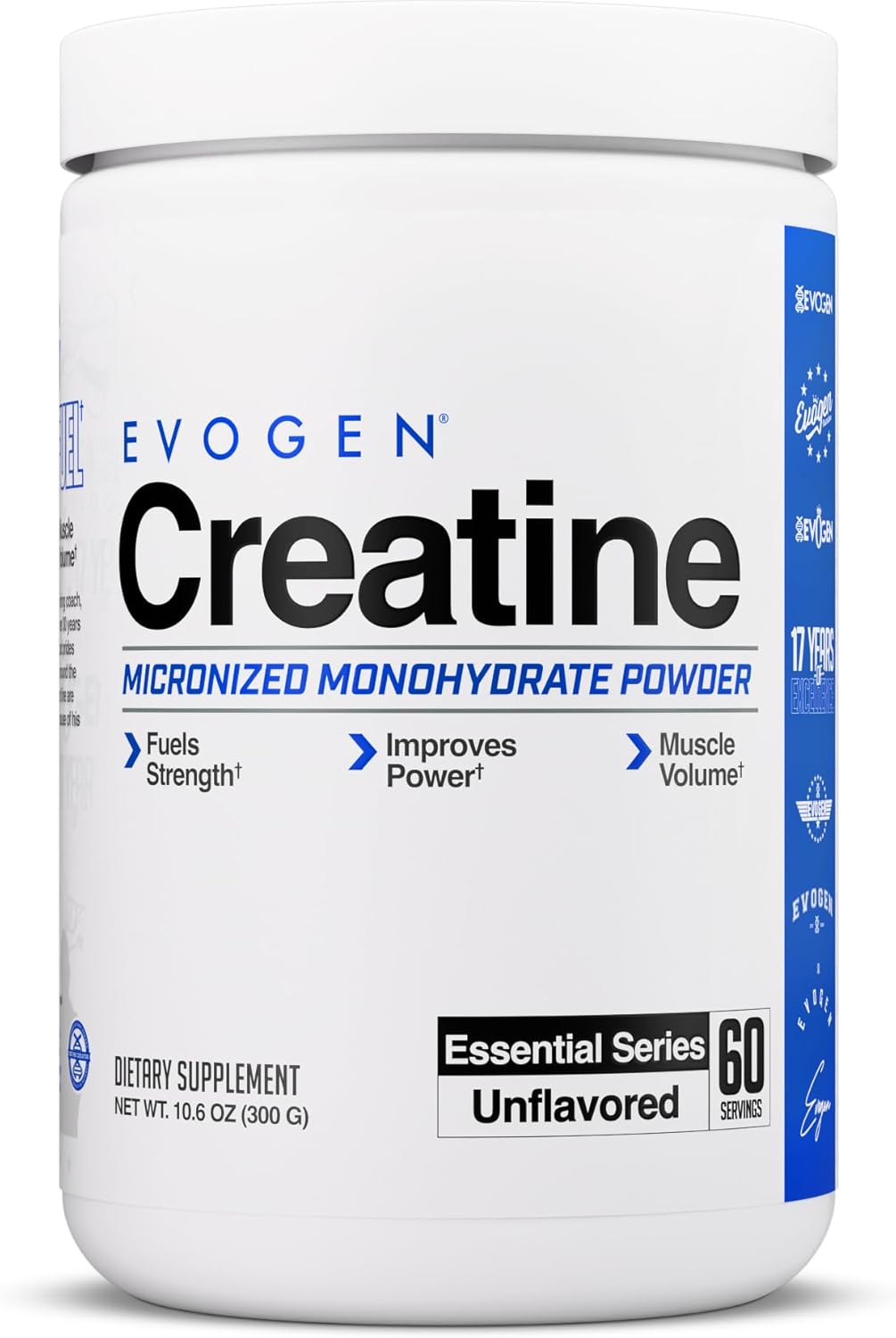 پودر کراتین مونوهیدرات Evogen – 60 وعده، بدون طعم، میکرونیزه
