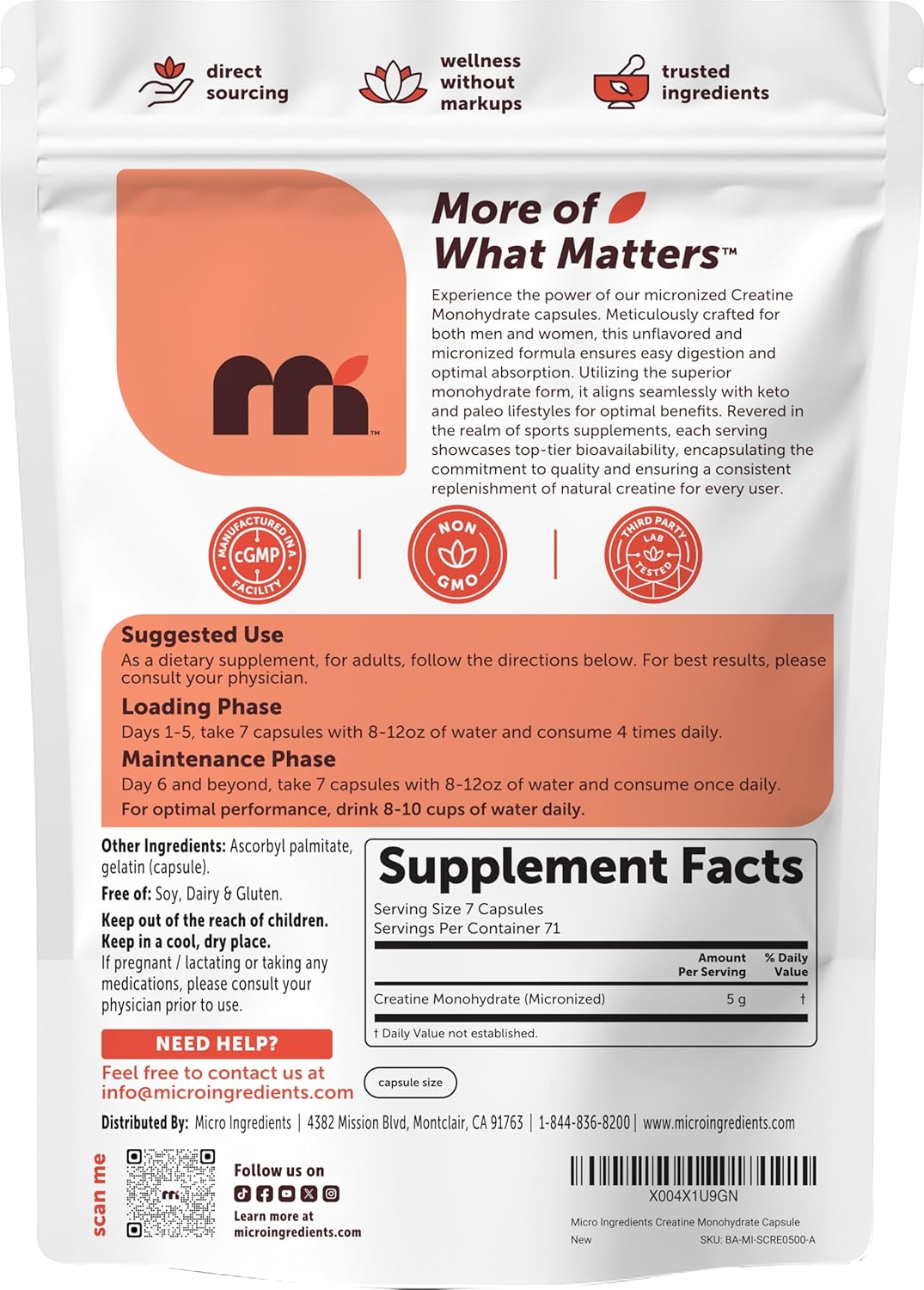 مکمل پیش از تمرین Micro Ingredients – بدون طعم، میکرونیزه