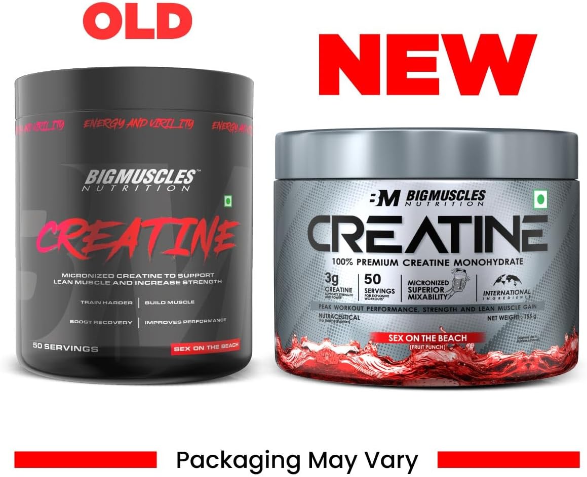 پودر کراتین مونوهیدرات Bigmuscles Nutrition – 150 گرم، 50 وعده، طعم سکس آن د بیچ