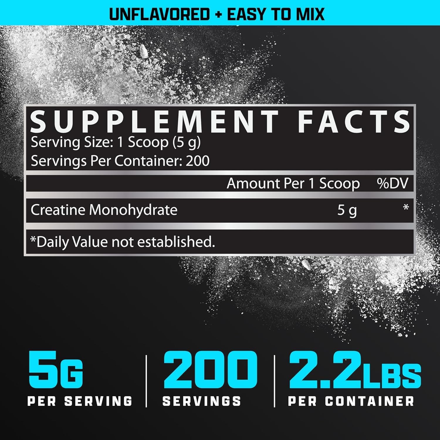 پودر کراتین مونوهیدرات Nutrex Research – 200 وعده، بدون طعم، میکرونیزه