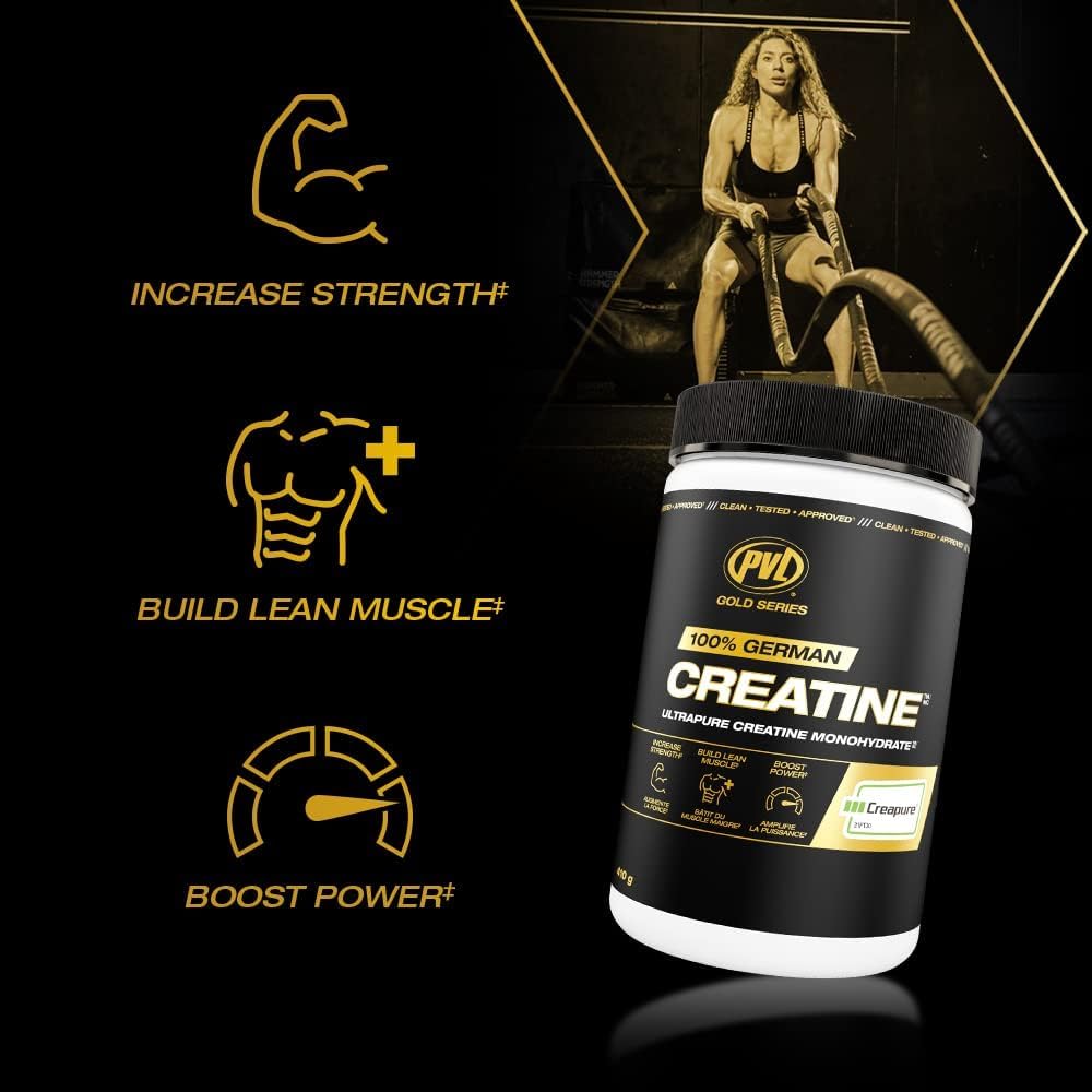 پودر کراتین مونوهیدرات PVL Creapure – 410 گرم، 82 وعده، وگان