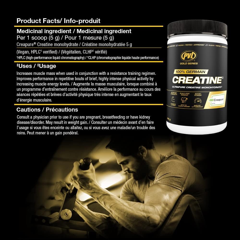 پودر کراتین مونوهیدرات PVL Creapure – 410 گرم، 82 وعده، وگان