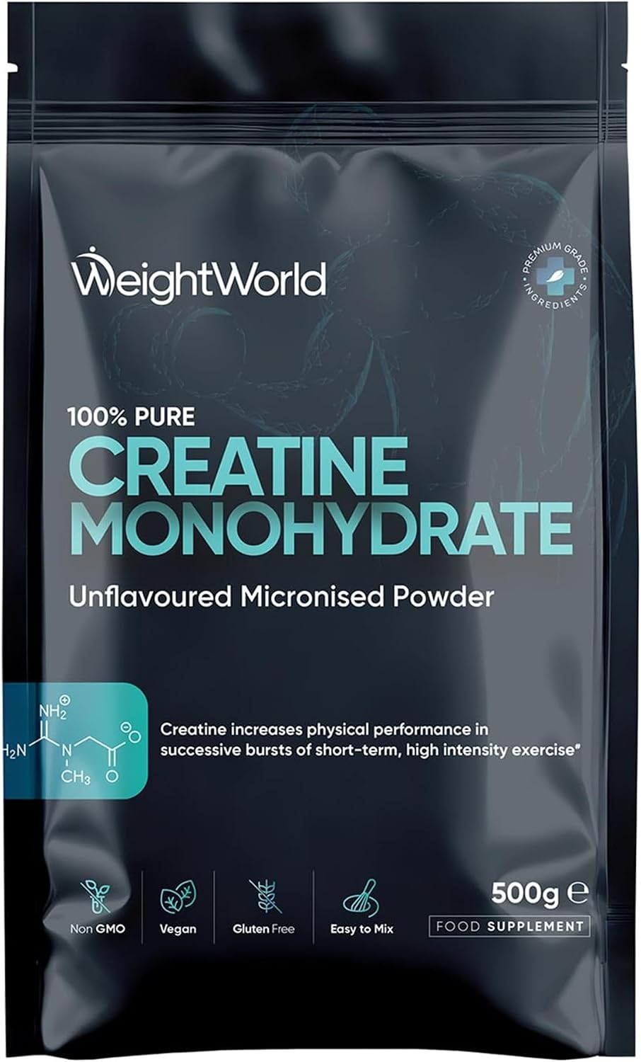 پودر کراتین مونوهیدرات WeightWorld – 500 گرم، 165 وعده، بدون طعم