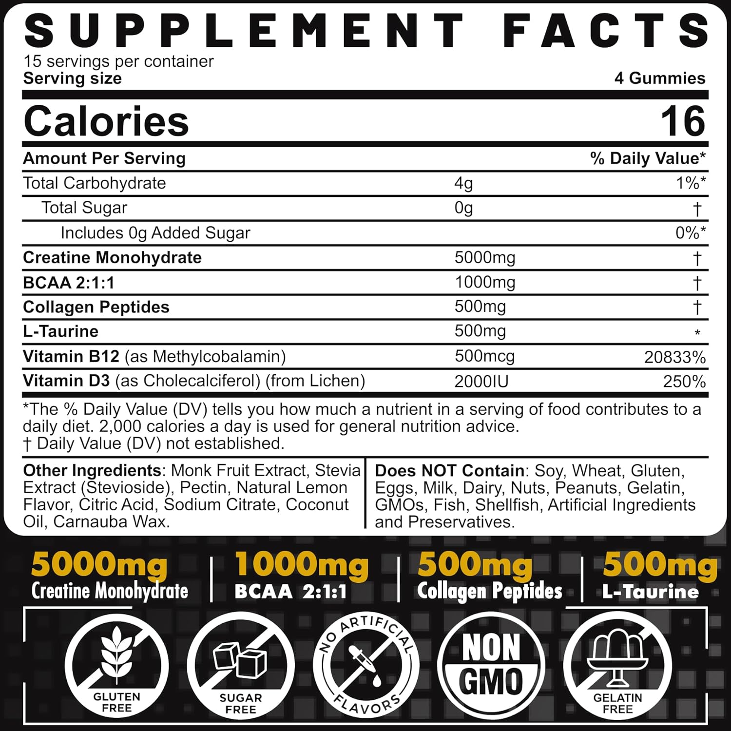 پاستیل کراتین مونوهیدرات EnvyCure BCAA – طعم لیمو، وگان