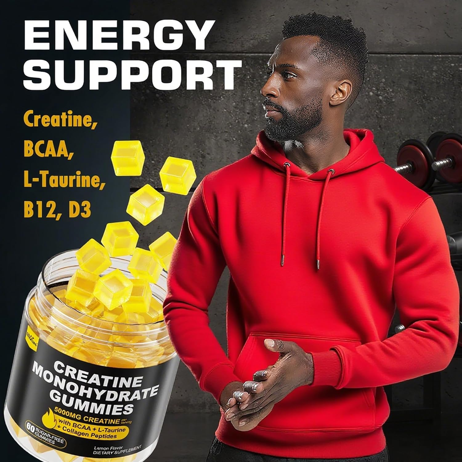 پاستیل کراتین مونوهیدرات EnvyCure BCAA – طعم لیمو، وگان