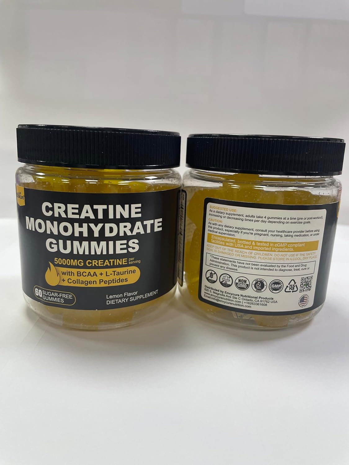 پاستیل کراتین مونوهیدرات EnvyCure BCAA – طعم لیمو، وگان