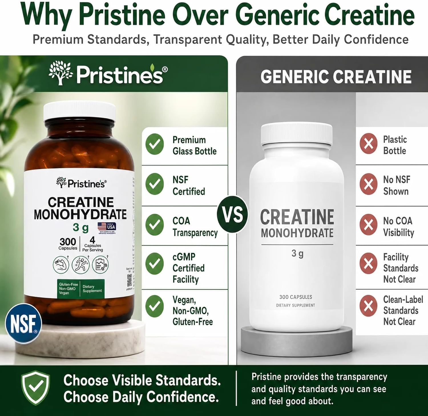 کپسول کراتین مونوهیدرات PRISTINE'S – 3 گرم
