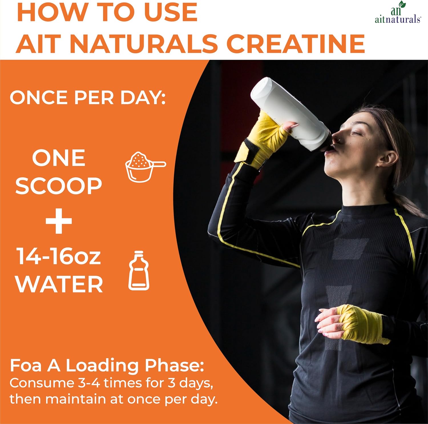 پودر کراتین مونوهیدرات aitnaturals – 400 گرم، 80 وعده، بدون طعم