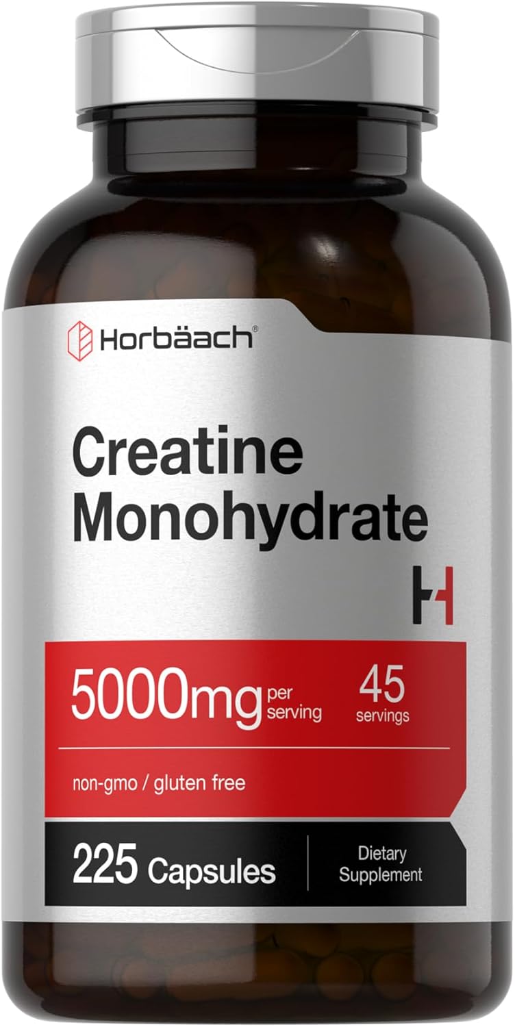 کپسول کراتین مونوهیدرات Horbäach – 5 گرم، 225 کپسول، بدون گلوتن