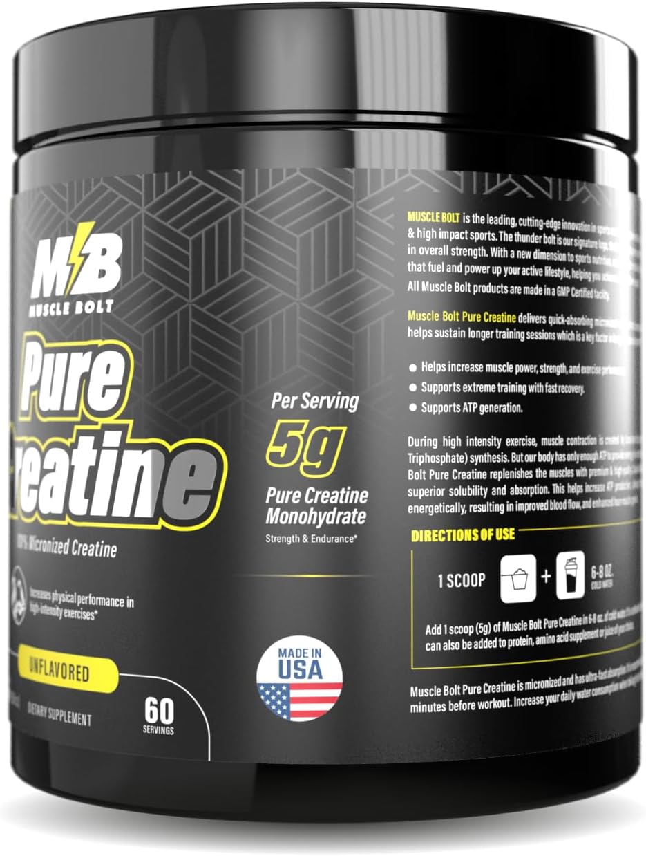 پودر کراتین Muscle Bolt – 300 گرم، بدون طعم، میکرونیزه