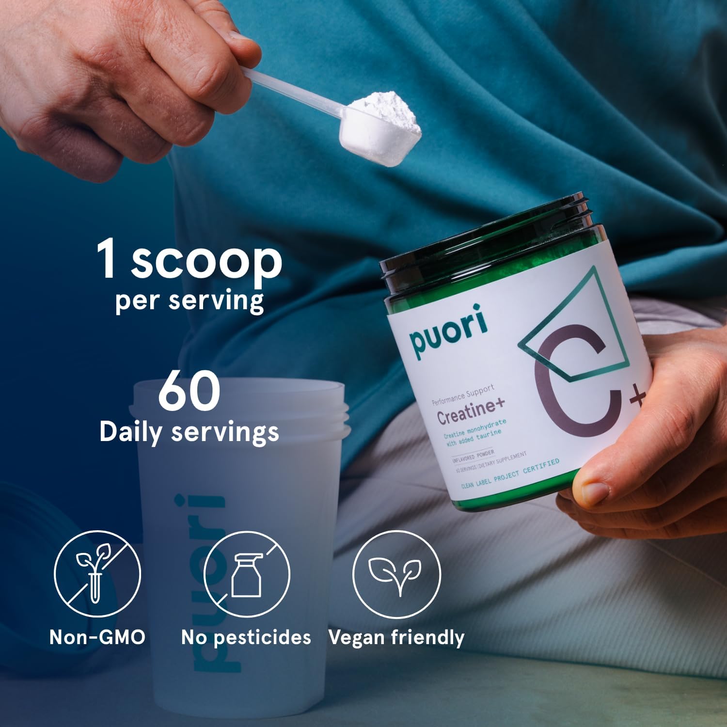 مکمل پیش از تمرین Puori – 5 گرم، 60 وعده، بدون طعم