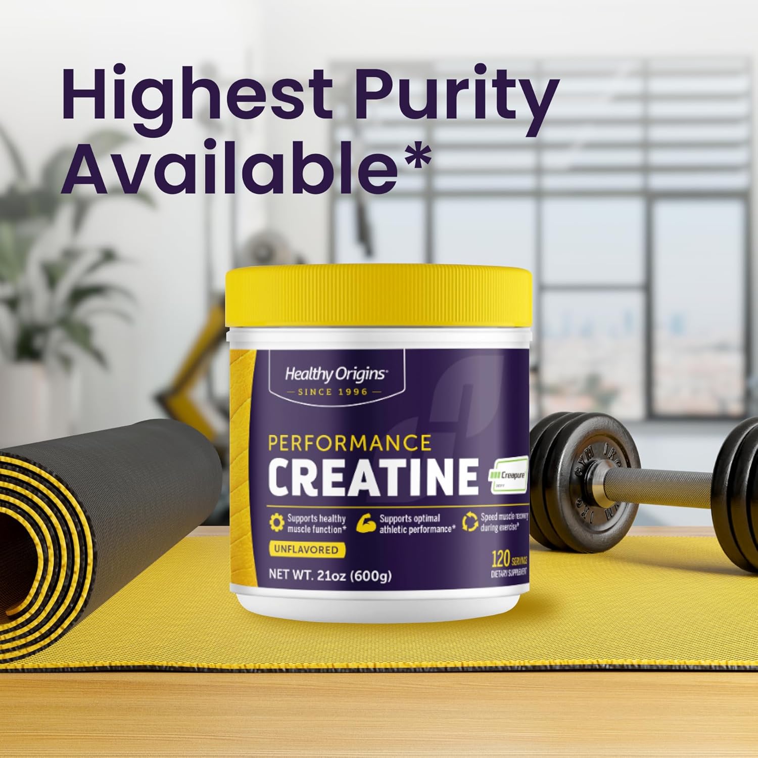 پودر کراتین Healthy Origins Creapure – 600 گرم، 120 وعده، بدون طعم