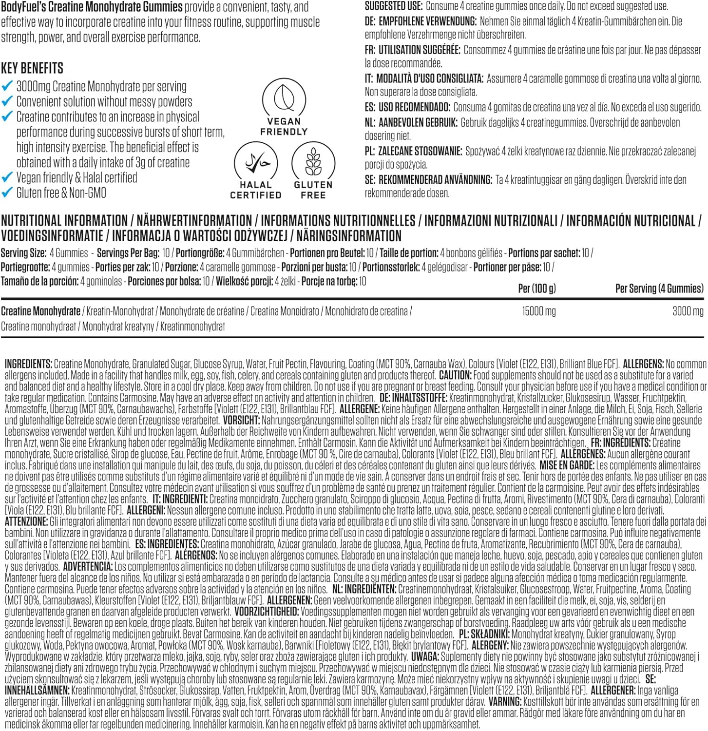 پاستیل کراتین مونوهیدرات Applied Nutrition – 80 عدد، وگان